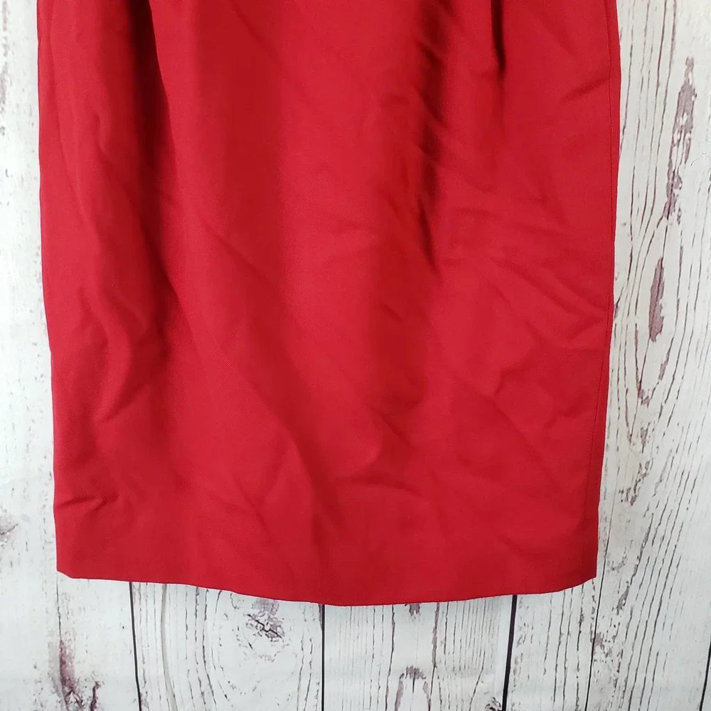 Talbots Pencil Skirt Womens Size 4 Pleat Front Knee Length Wool Red - Picture 5 of 6